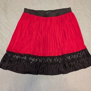 Lane Bryant Red A-Line Skirt with Black Lace
